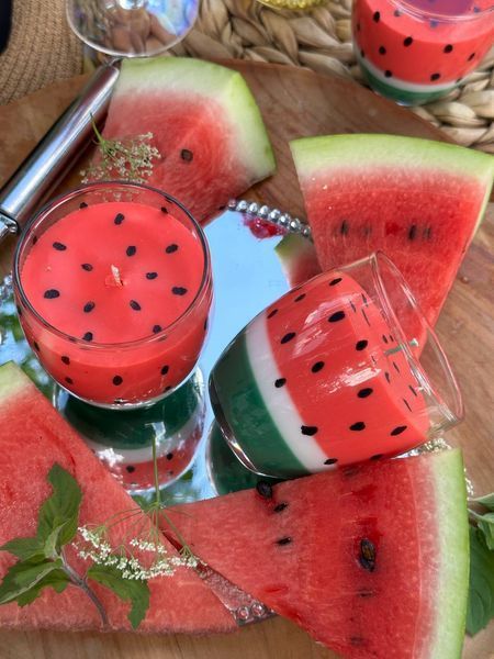🍉 Свічка &laquo;Солодкий кавун&raquo; у скляному стаканчику 111377062 фото