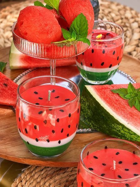 🍉 Свічка &laquo;Солодкий кавун&raquo; у скляному стаканчику 111377062 фото