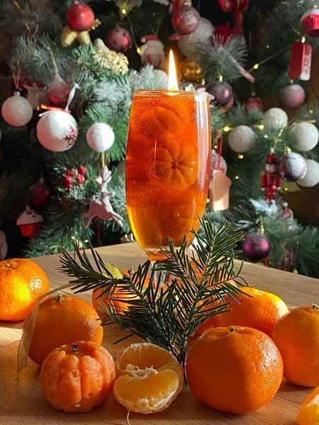 🍷 Гелева свічка &laquo;Мандаринове шампанське&raquo; 11376531 фото