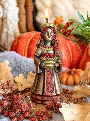 🍂 Свічка з підставкою &laquo;Помона - берегиня врожаю&raquo; 111377076 фото