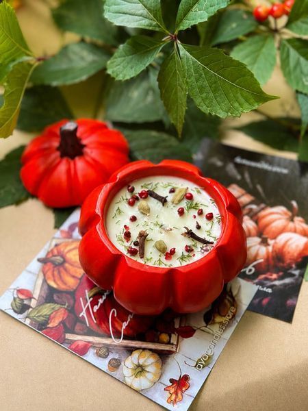 🍂 Свічка у формі гарбуза 10х10 см - &laquo;Pumpkin space&raquo; 11376329 фото