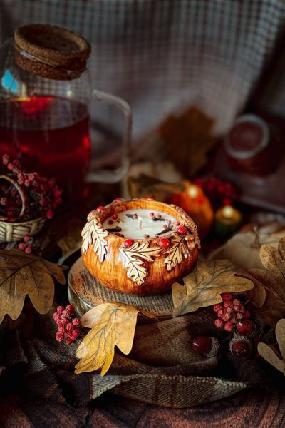 🍂 Свічка &laquo;Осінній вінок&raquo; 111376708 фото