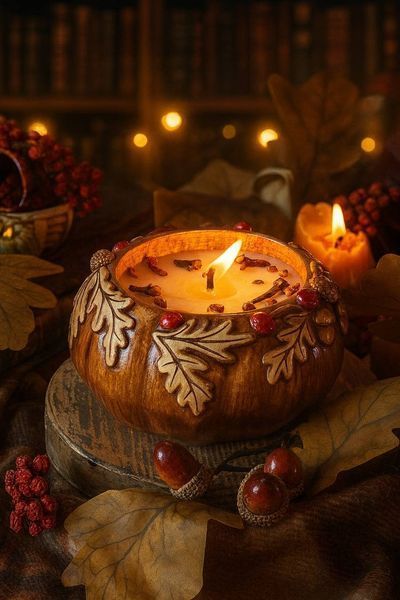 🍂 Свічка &laquo;Осінній вінок&raquo; 111376708 фото