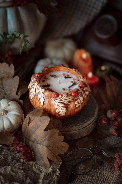 🍂 Свічка &laquo;Осінній вінок&raquo; 111376708 фото