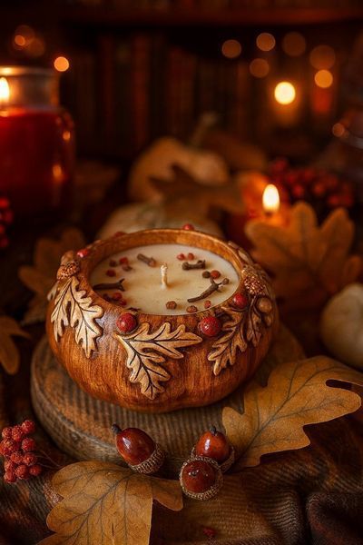 🍂 Свічка &laquo;Осінній вінок&raquo; 111376708 фото