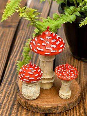 🍄 Набор из Трех Свечей-Мухоморов &laquo;Мухоморная Поляна&raquo; 111376984 фото