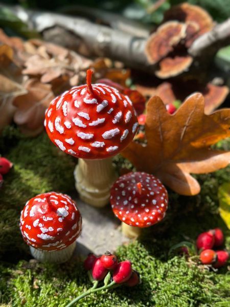🍄 Набір з Трьох Свічок-Мухоморів &laquo;Мухоморна Галявина&raquo; 111376984 фото