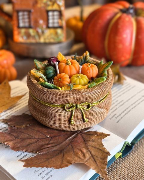 🍂 Свеча мешок тыкв &laquo;Дары осени&raquo; 111377090 фото