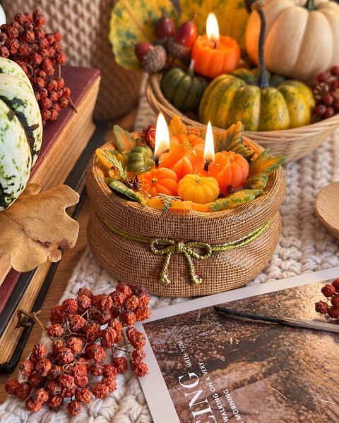 🍂 Свеча мешок тыкв &laquo;Дары осени&raquo; 111377090 фото