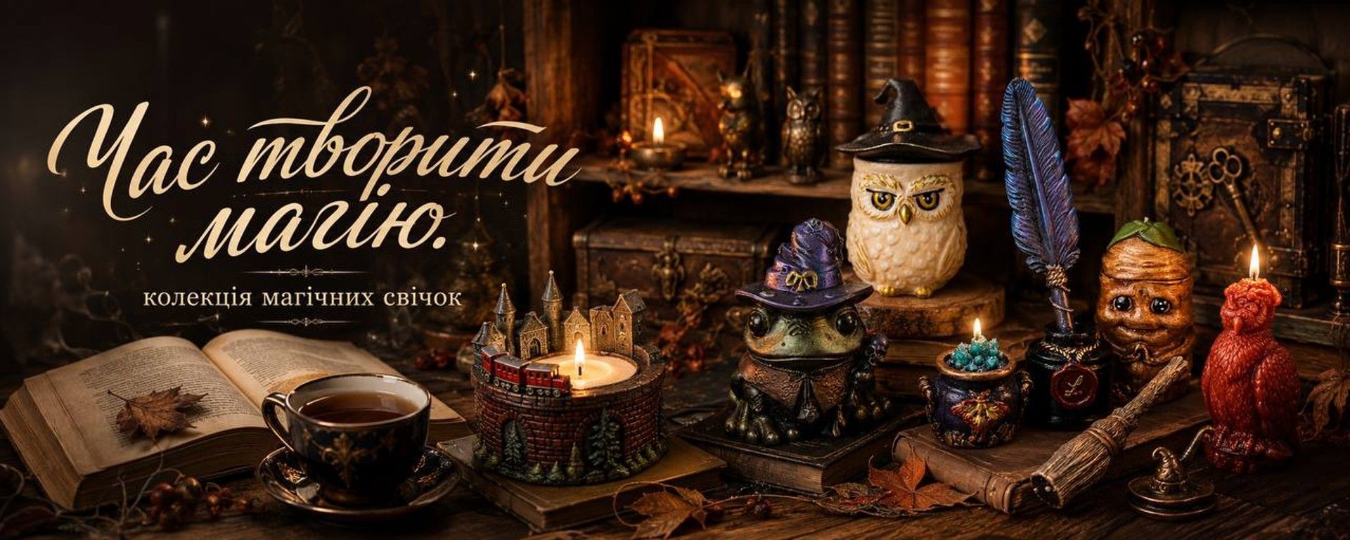 Колекція «Магічний світ» від LavaAromaCandles: свічки-дракони, сови, зілля та фентезі-декор