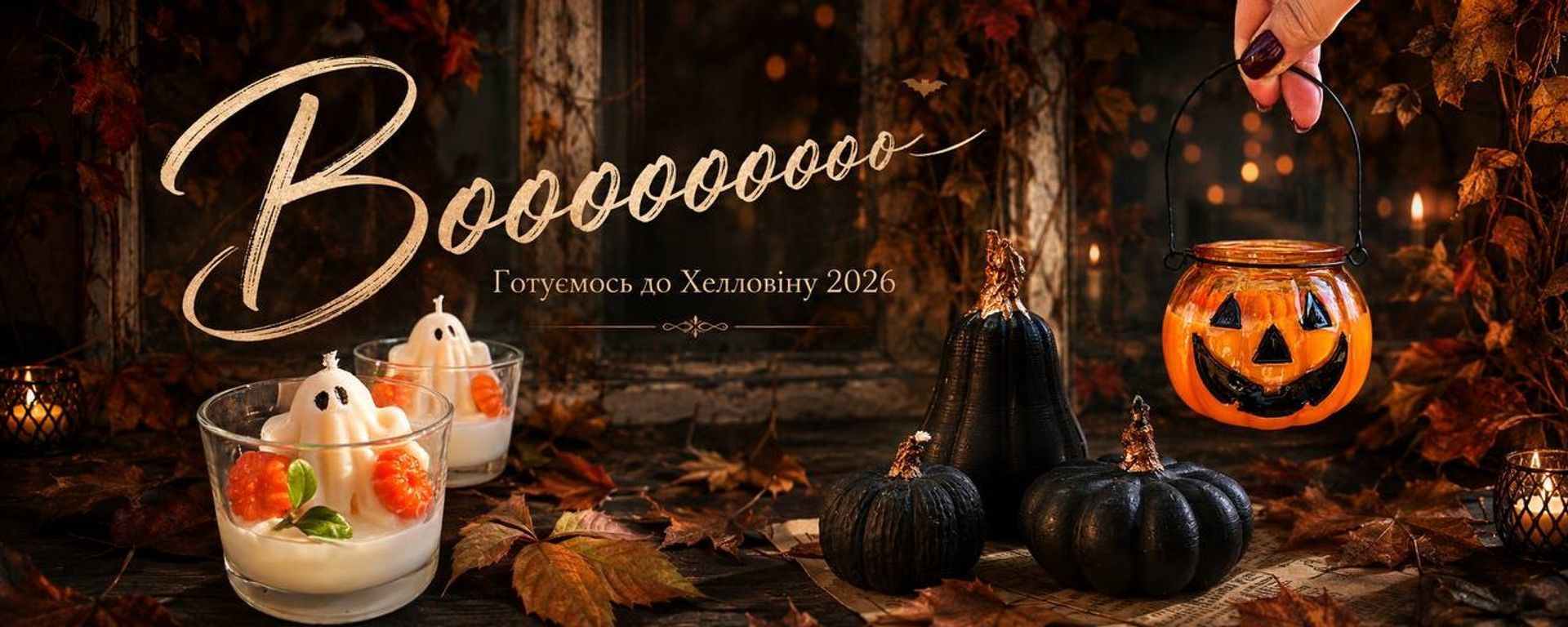 Свічки на Halloween від LavaAromaCandles: гарбузи, відьми та готичний декор