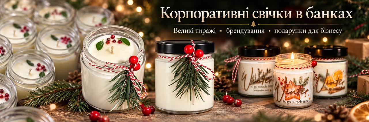 Корпоративні ароматичні свічки в скляних баночках з брендуванням | LavaAromaCandles